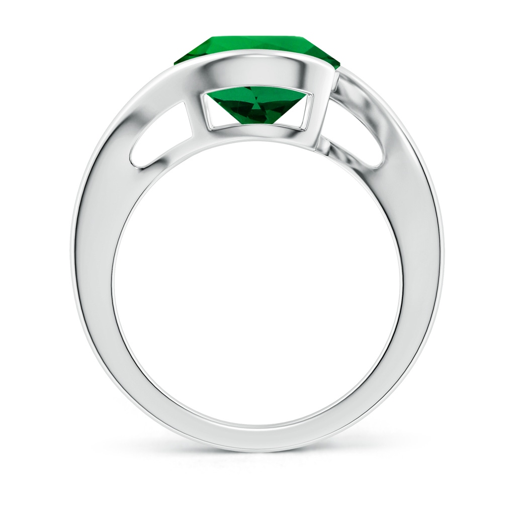 10mm Labgrown Lab-Grown Semi Bezel-Set Solitaire Round Emerald Bypass Ring in P950 Platinum - side 199