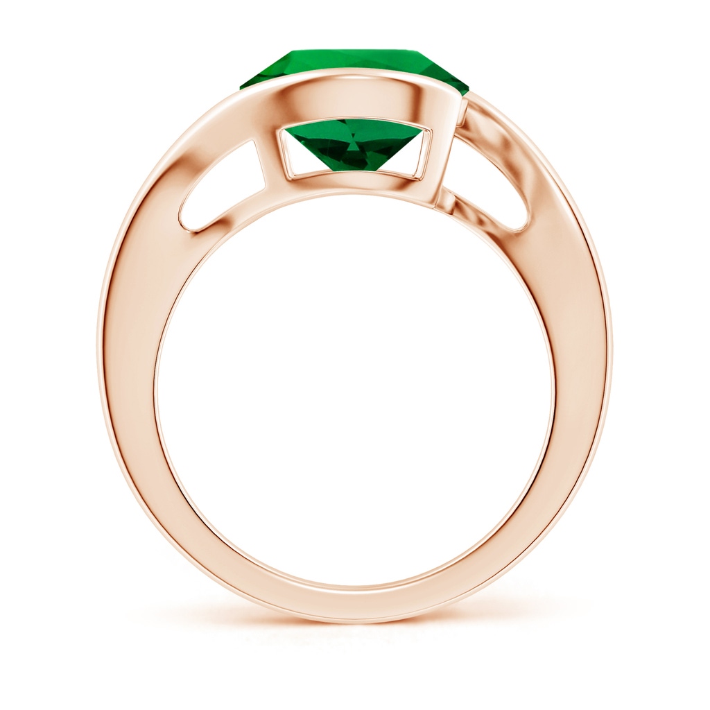 10mm Labgrown Lab-Grown Semi Bezel-Set Solitaire Round Emerald Bypass Ring in Rose Gold - side 199