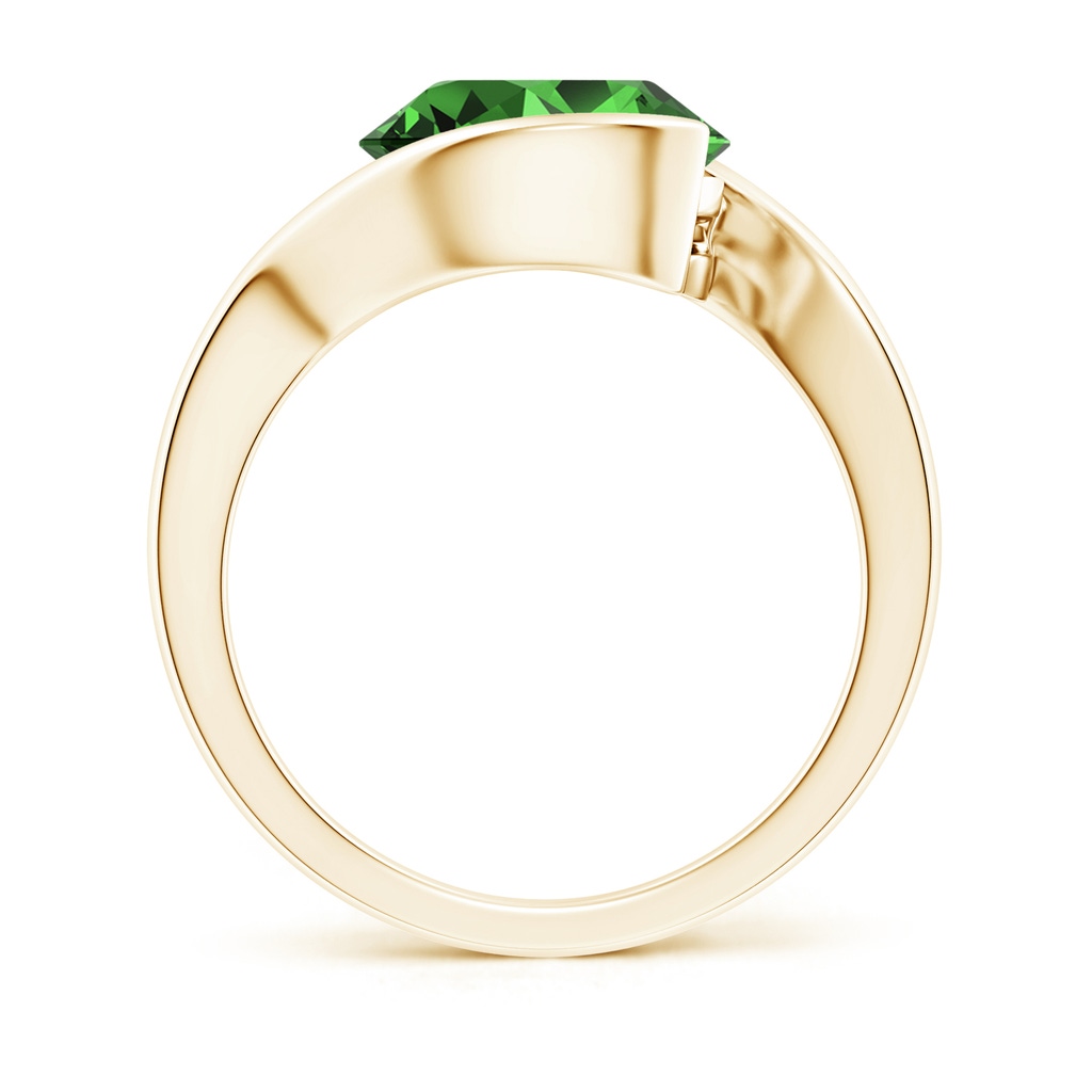 10mm Labgrown Lab-Grown Semi Bezel-Set Solitaire Round Emerald Bypass Ring in Yellow Gold Side 199