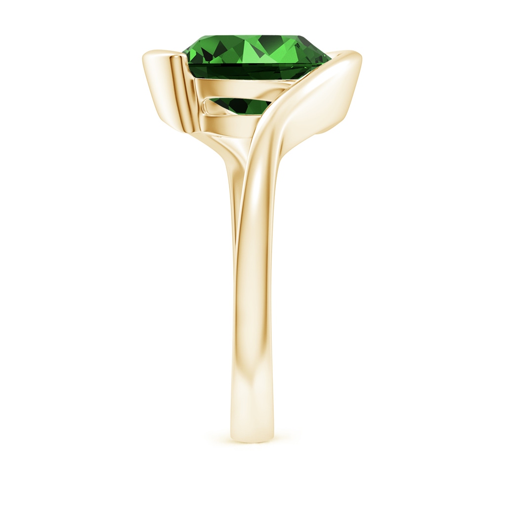 10mm Labgrown Lab-Grown Semi Bezel-Set Solitaire Round Emerald Bypass Ring in Yellow Gold Side 299