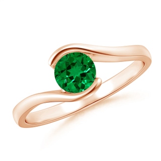 5.5mm Labgrown Lab-Grown Semi Bezel-Set Solitaire Round Emerald Bypass Ring in 10K Rose Gold