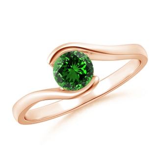 5.5mm Labgrown Lab-Grown Semi Bezel-Set Solitaire Round Emerald Bypass Ring in Rose Gold