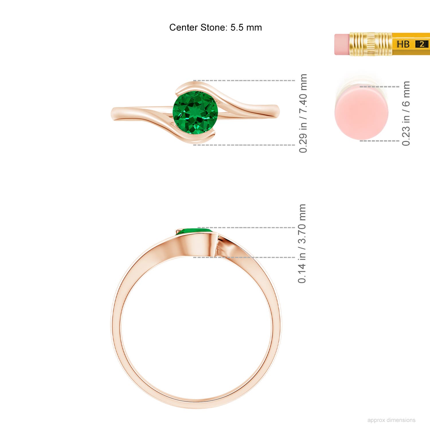 Premium - Lab-Grown Emerald / 0.55 CT / 14 KT Rose Gold