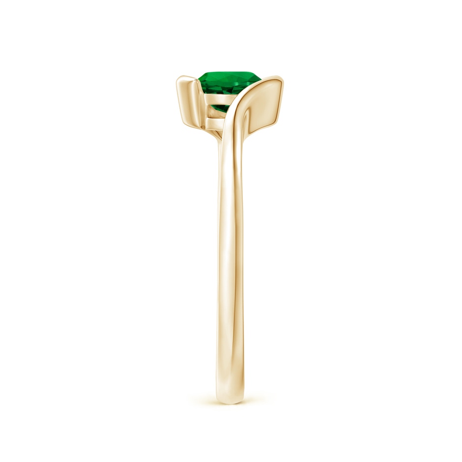 5.5mm Labgrown Lab-Grown Semi Bezel-Set Solitaire Round Emerald Bypass Ring in Yellow Gold side 299