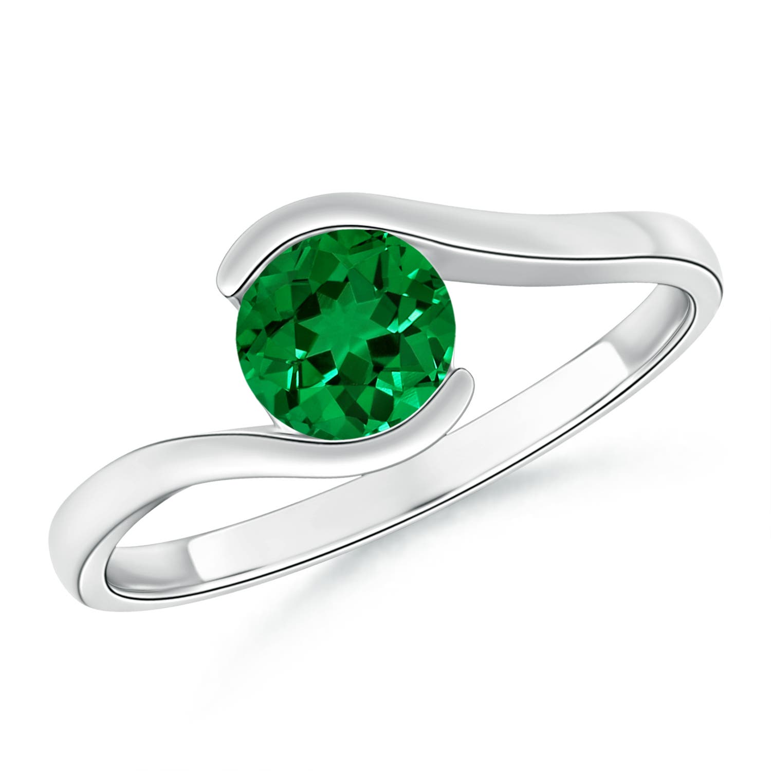 Premium - Lab-Grown Emerald / 0.95 CT / 14 KT White Gold