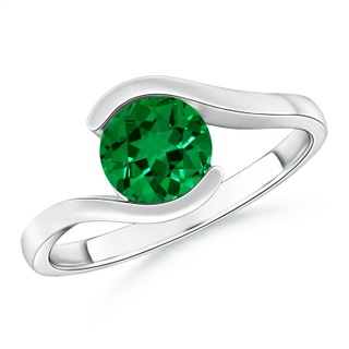 7.5mm Labgrown Lab-Grown Semi Bezel-Set Solitaire Round Emerald Bypass Ring in P950 Platinum