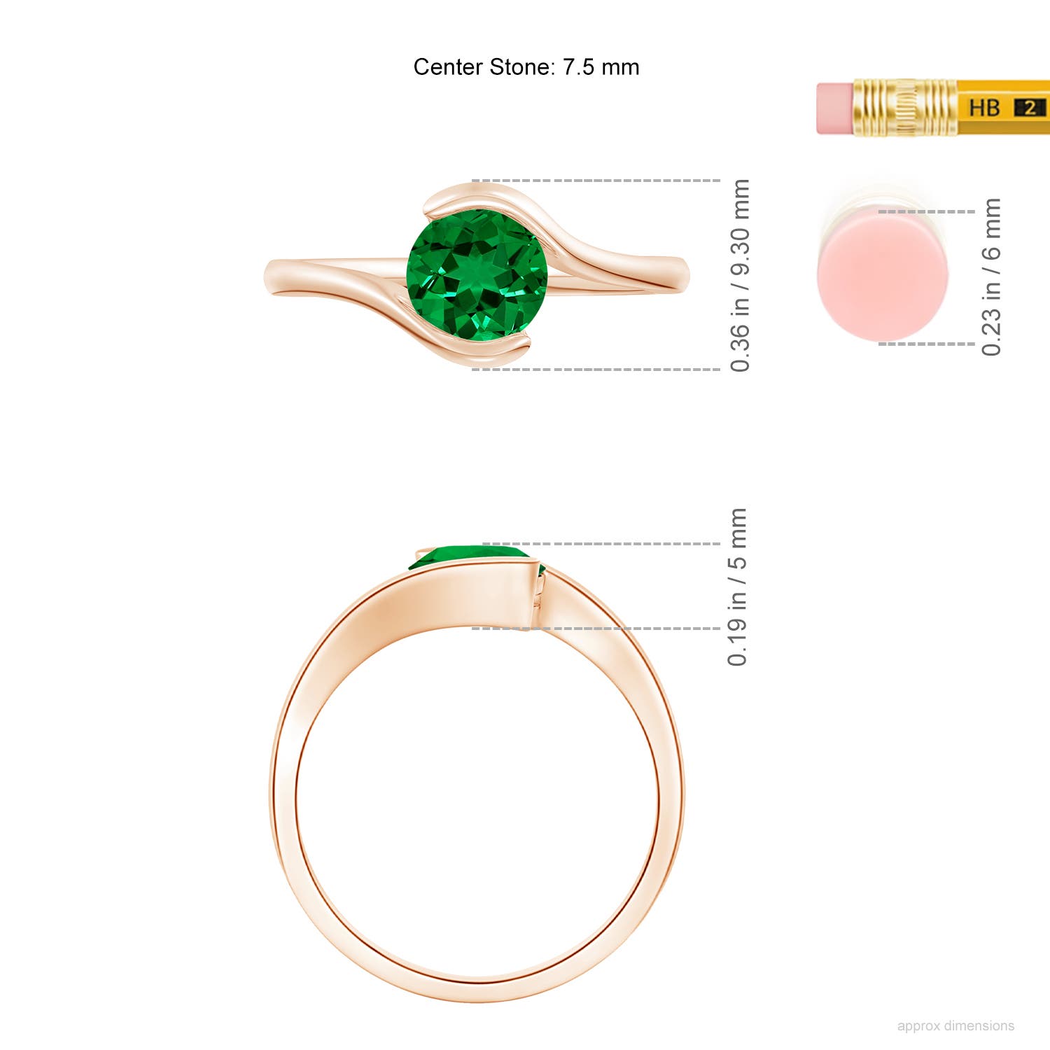 Premium - Lab-Grown Emerald / 1.5 CT / 14 KT Rose Gold