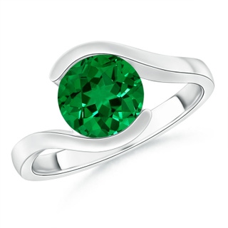 8mm Labgrown Lab-Grown Semi Bezel-Set Solitaire Round Emerald Bypass Ring in P950 Platinum