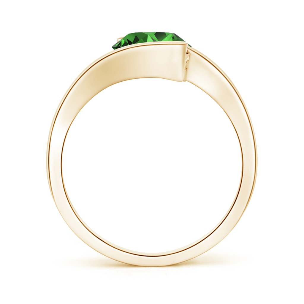 8mm Labgrown Lab-Grown Semi Bezel-Set Solitaire Round Emerald Bypass Ring in Yellow Gold Side 199