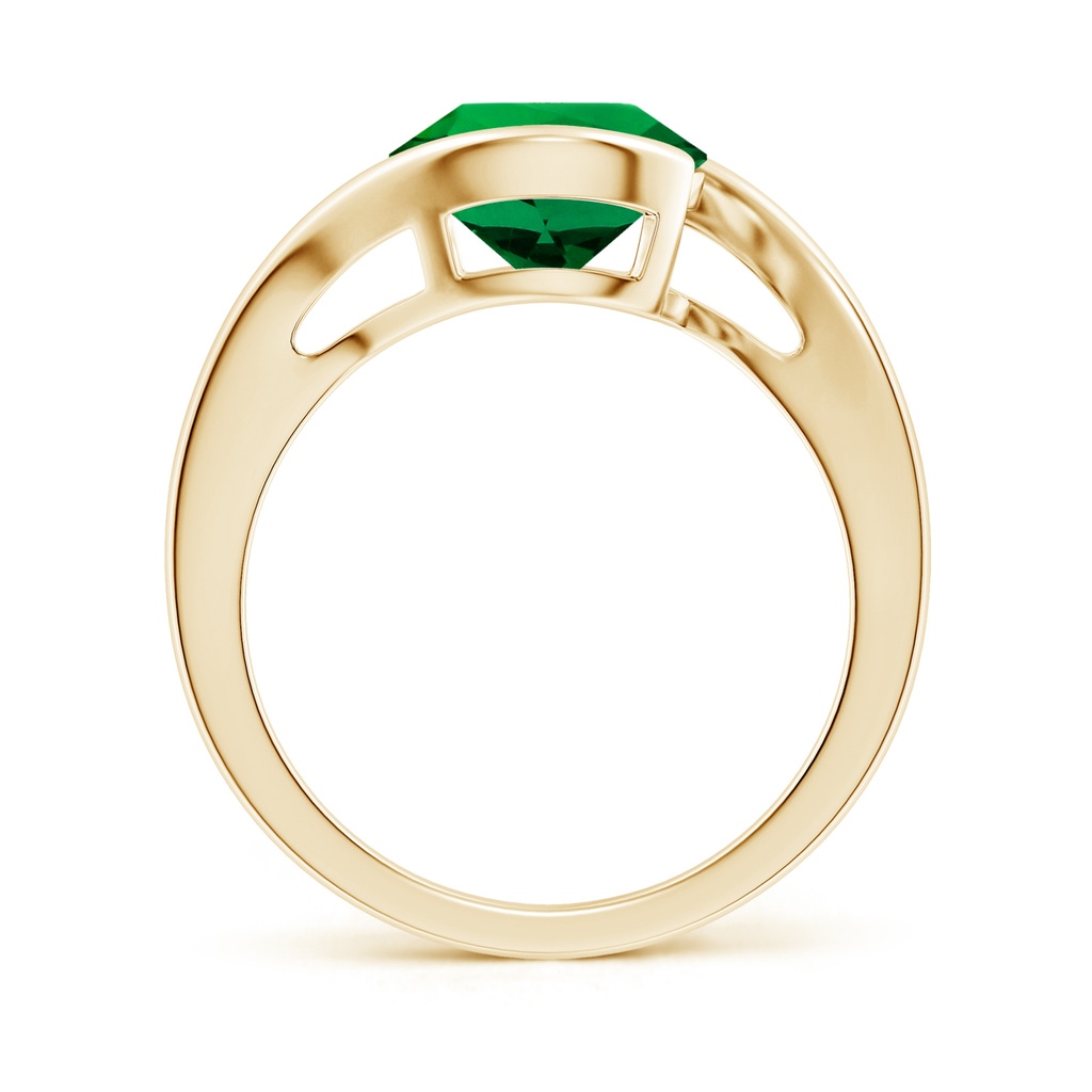 9mm Labgrown Lab-Grown Semi Bezel-Set Solitaire Round Emerald Bypass Ring in Yellow Gold - side 199