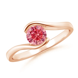 5.1mm Labgrown Semi Bezel-Set Solitaire Round Lab-Grown Fancy Intense Pink Diamond Bypass Ring in Rose Gold