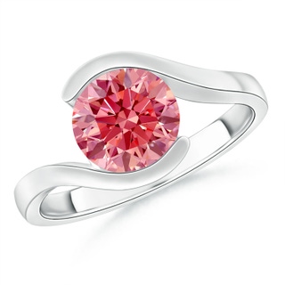 8.1mm Labgrown Semi Bezel-Set Solitaire Round Lab-Grown Fancy Intense Pink Diamond Bypass Ring in P950 Platinum