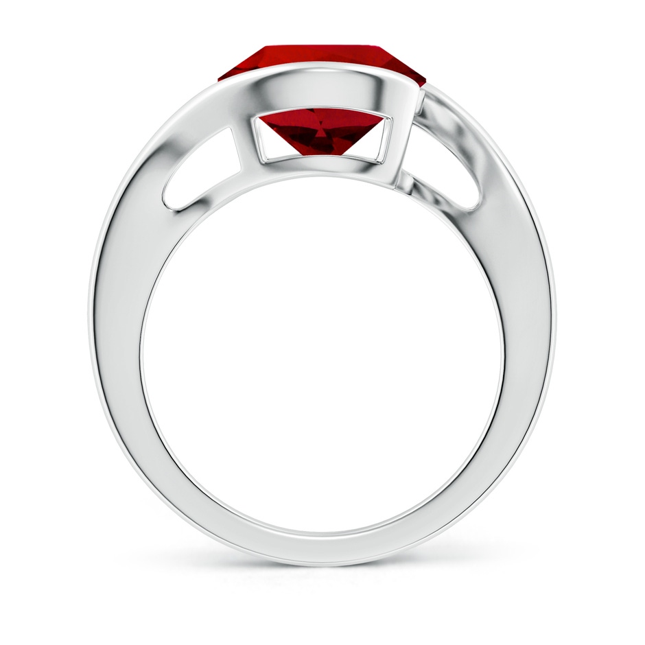 10mm Labgrown Lab-Grown Semi Bezel-Set Solitaire Round Ruby Bypass Ring in 18K White Gold side 199