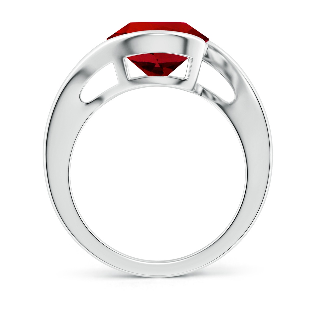 10mm Labgrown Lab-Grown Semi Bezel-Set Solitaire Round Ruby Bypass Ring in P950 Platinum - side 199