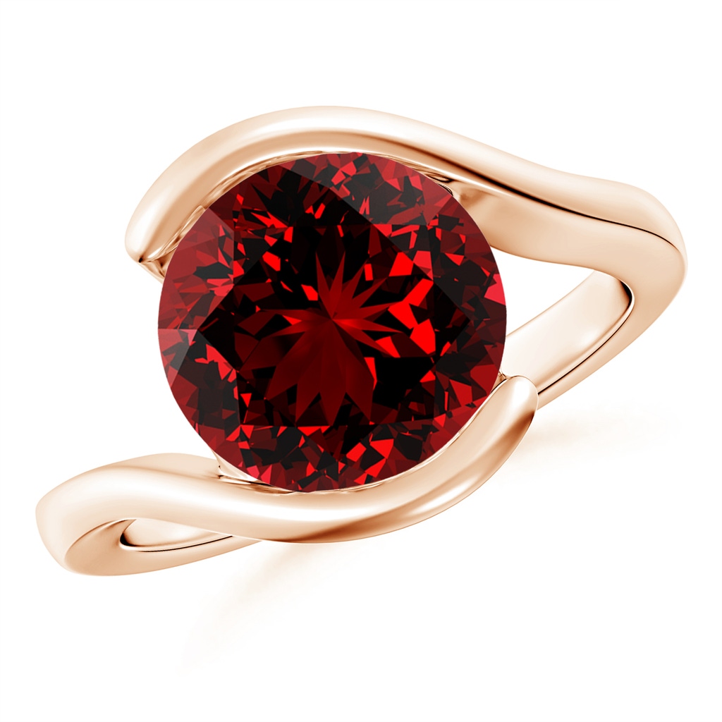 10mm Labgrown Lab-Grown Semi Bezel-Set Solitaire Round Ruby Bypass Ring in Rose Gold
