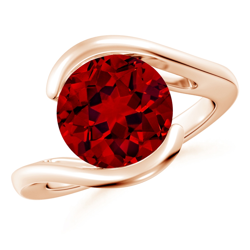 10mm Labgrown Lab-Grown Semi Bezel-Set Solitaire Round Ruby Bypass Ring in Rose Gold