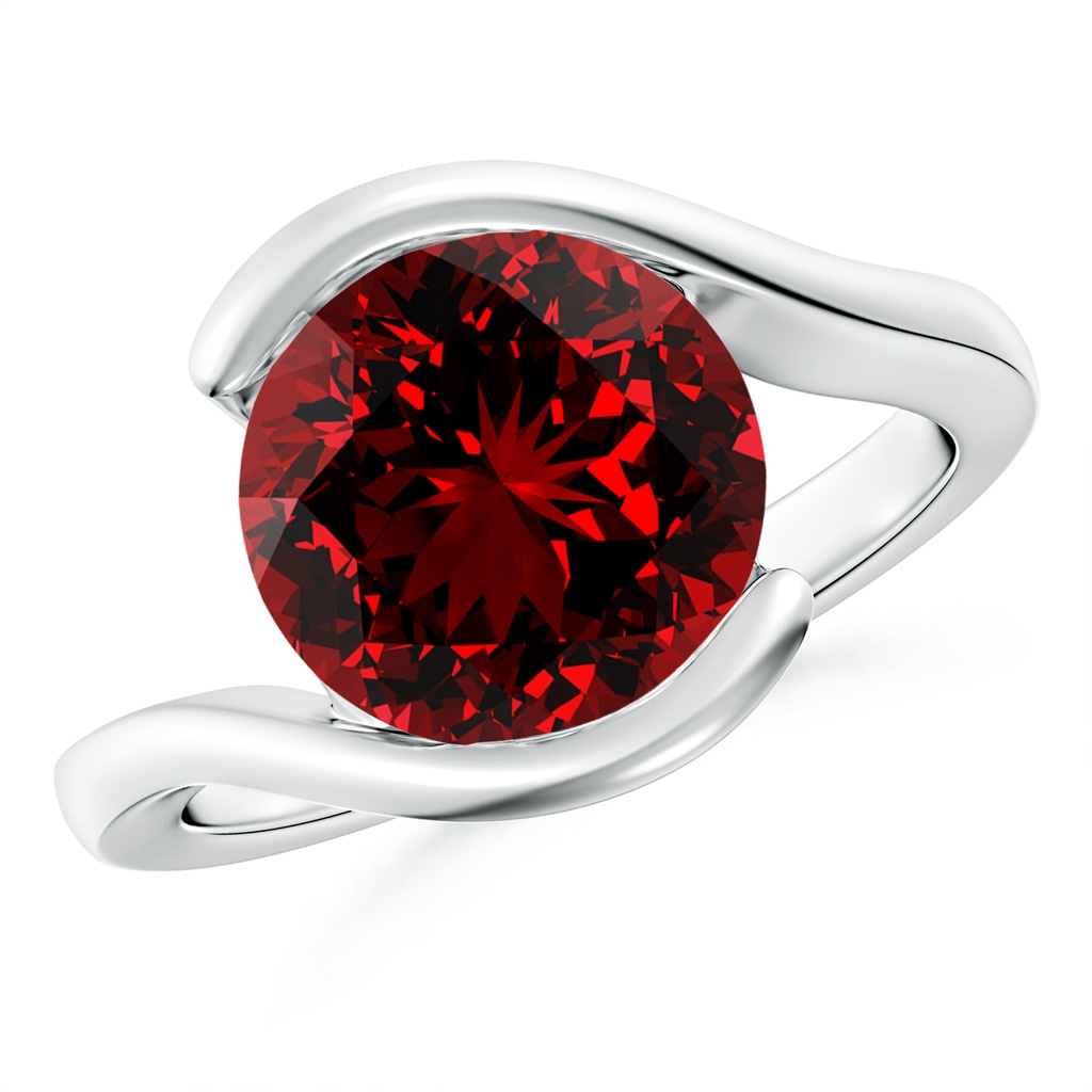 10mm Labgrown Lab-Grown Semi Bezel-Set Solitaire Round Ruby Bypass Ring in White Gold