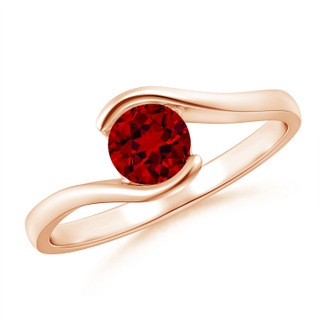 5.5mm Labgrown Lab-Grown Semi Bezel-Set Solitaire Round Ruby Bypass Ring in 9K Rose Gold