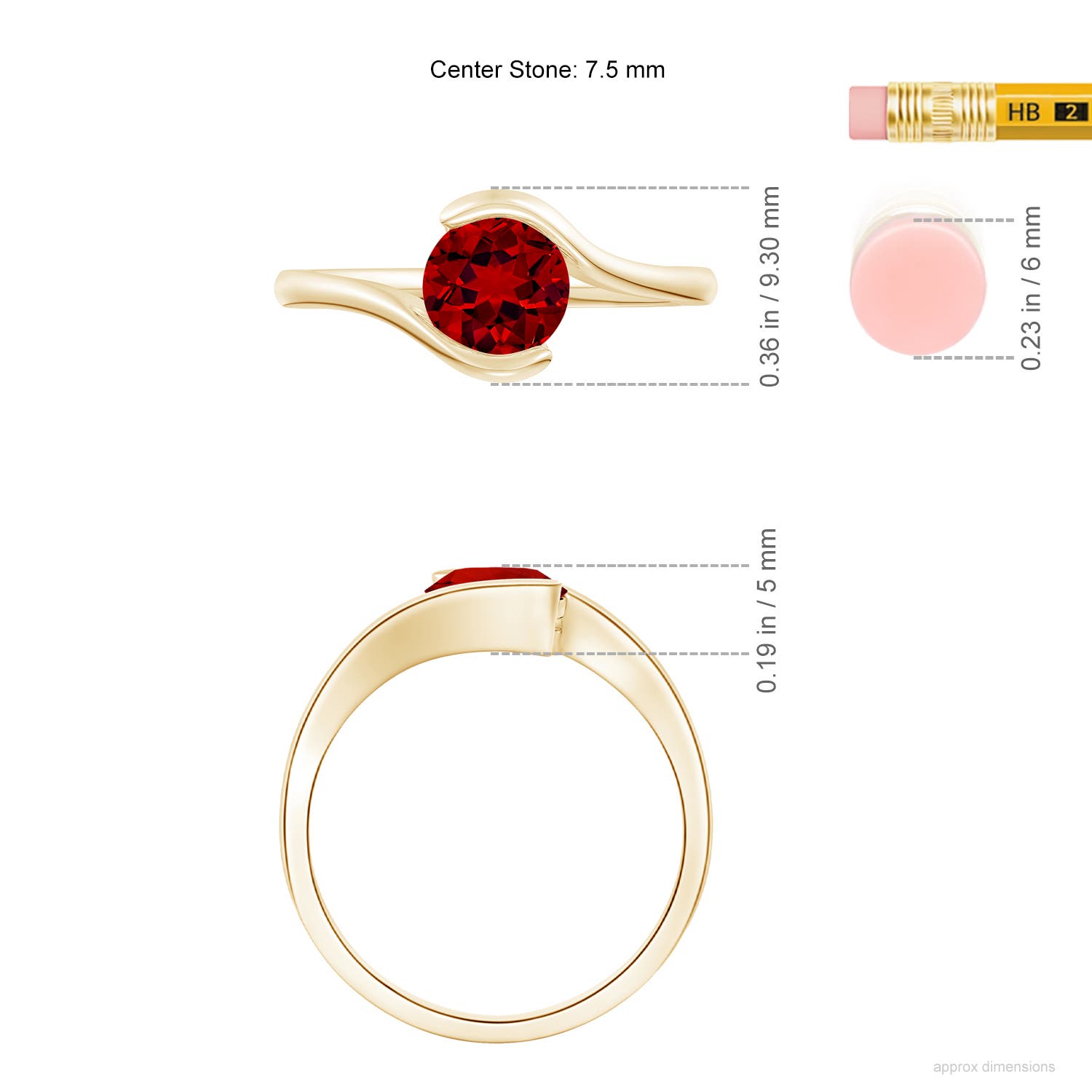 Premium - Lab-Grown Ruby / 1.75 CT / 14 KT Yellow Gold