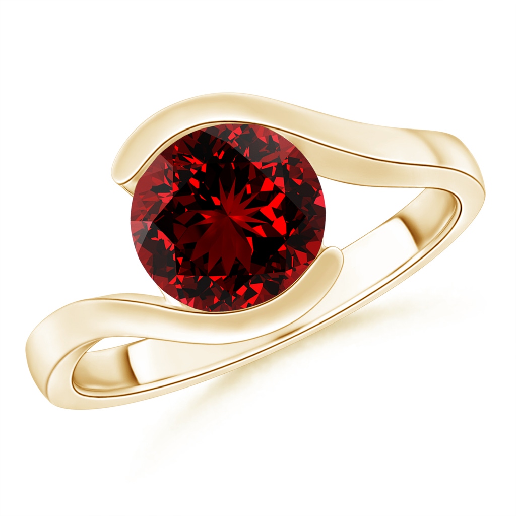 8mm Labgrown Lab-Grown Semi Bezel-Set Solitaire Round Ruby Bypass Ring in Yellow Gold