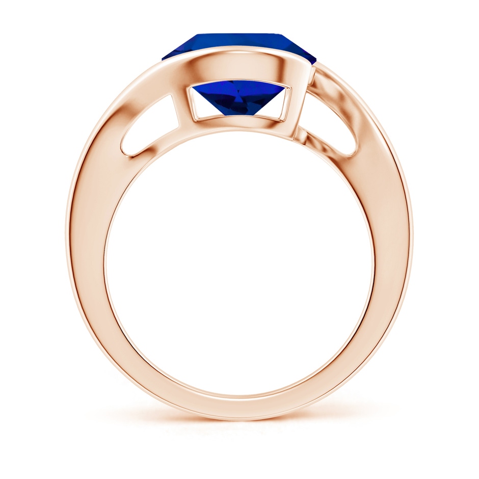10mm Labgrown Lab-Grown Semi Bezel-Set Solitaire Round Blue Sapphire Bypass Ring in 18K Rose Gold side 199