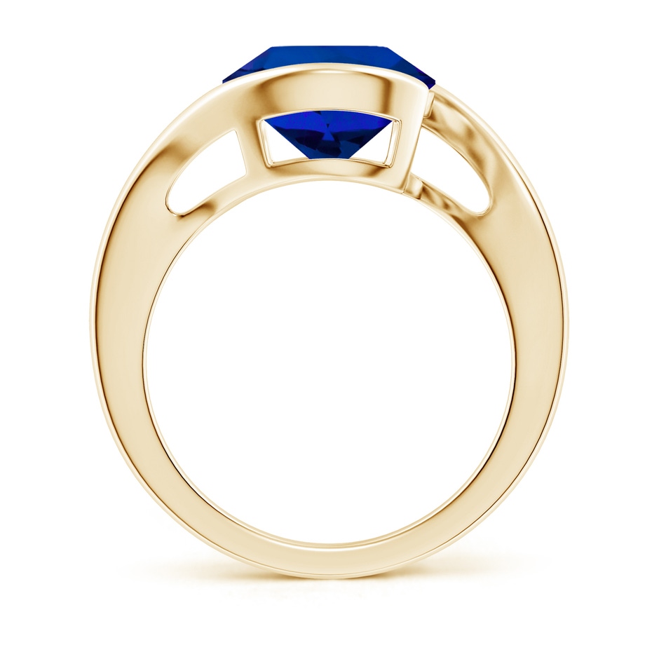 10mm Labgrown Lab-Grown Semi Bezel-Set Solitaire Round Blue Sapphire Bypass Ring in 18K Yellow Gold side 199
