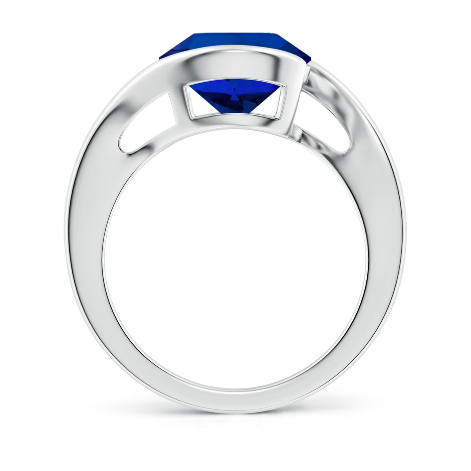 10mm Labgrown Lab-Grown Semi Bezel-Set Solitaire Round Blue Sapphire Bypass Ring in P950 Platinum side 199