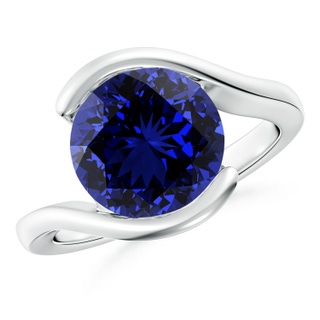 10mm Labgrown Lab-Grown Semi Bezel-Set Solitaire Round Blue Sapphire Bypass Ring in White Gold