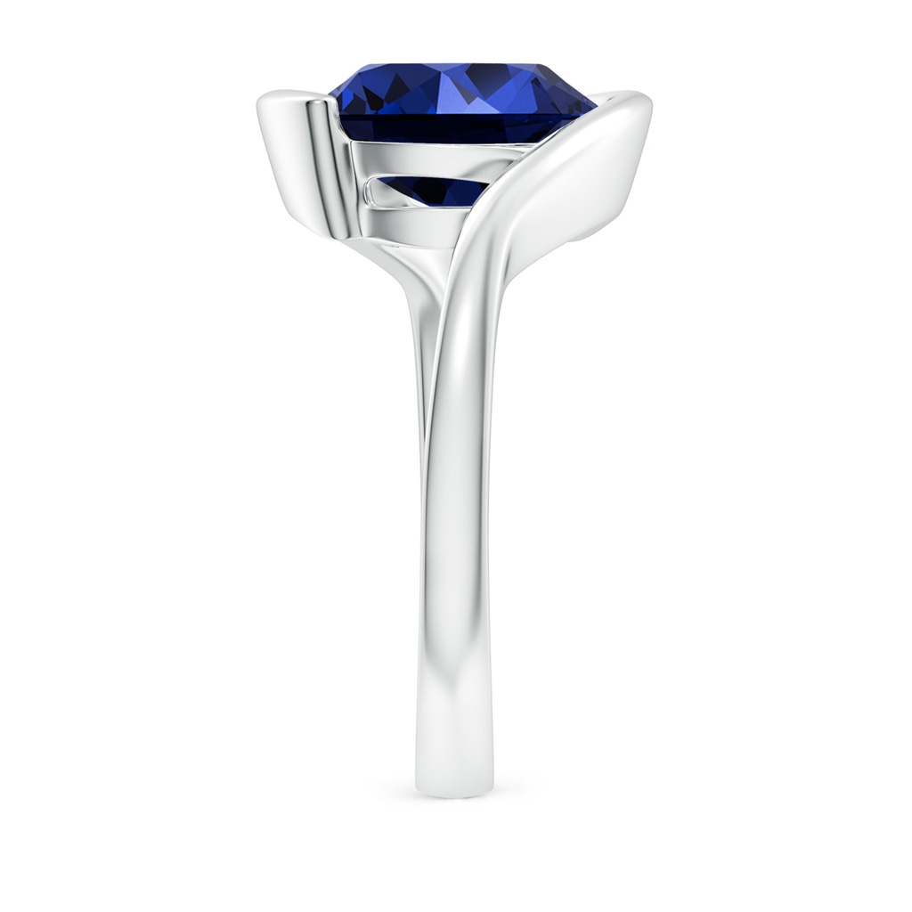 10mm Labgrown Lab-Grown Semi Bezel-Set Solitaire Round Blue Sapphire Bypass Ring in White Gold Side 299