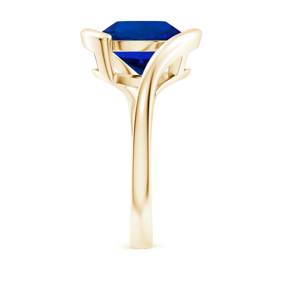 10mm Labgrown Lab-Grown Semi Bezel-Set Solitaire Round Blue Sapphire Bypass Ring in Yellow Gold side 299