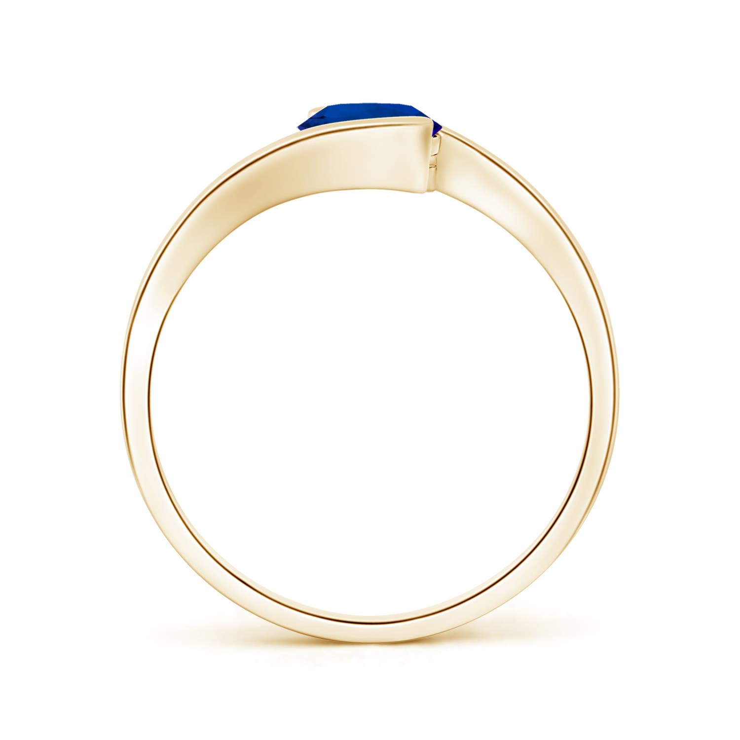 6.5mm Labgrown Lab-Grown Semi Bezel-Set Solitaire Round Blue Sapphire Bypass Ring in 18K Yellow Gold