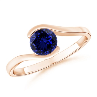 6.5mm Labgrown Lab-Grown Semi Bezel-Set Solitaire Round Blue Sapphire Bypass Ring in Rose Gold