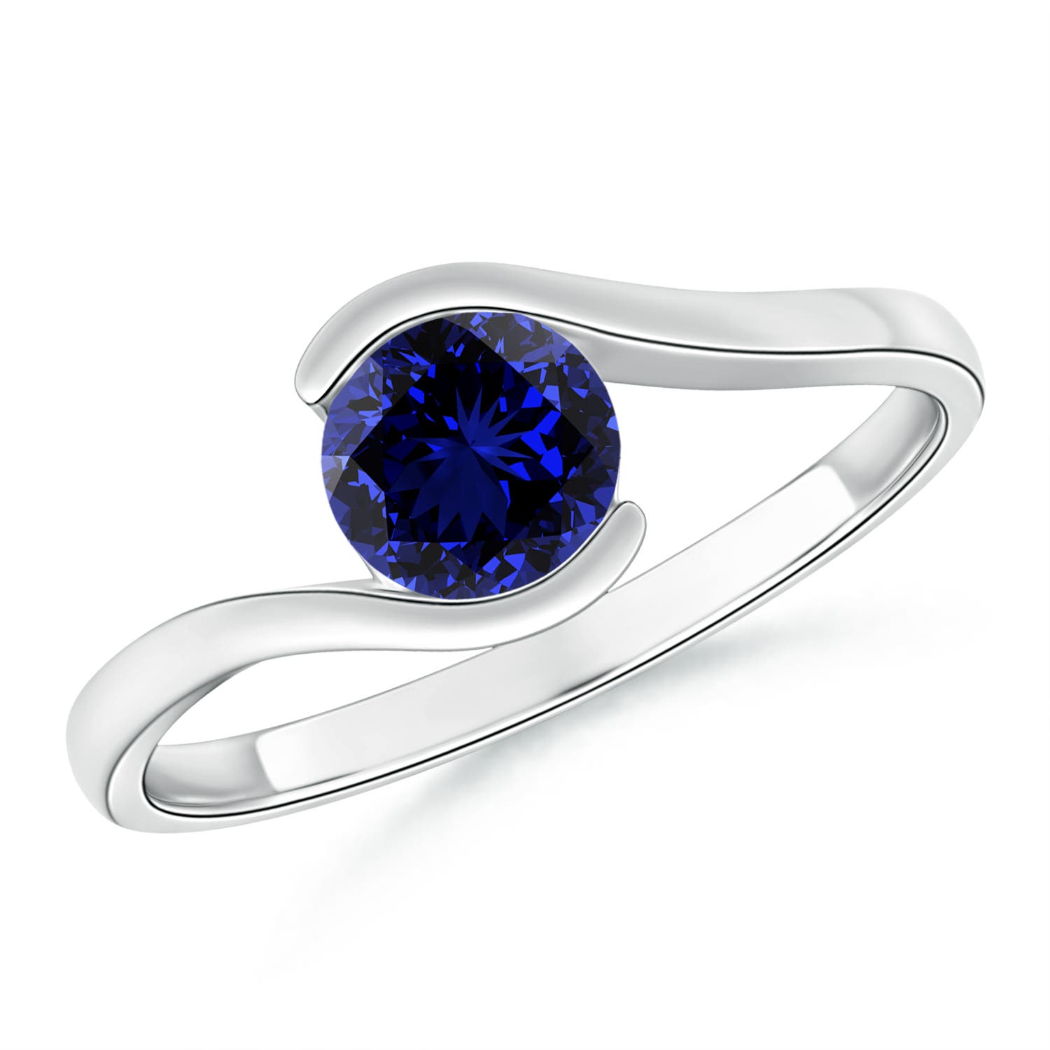 Premium - Lab-Grown Blue Sapphire / 1.2 CT / 14 KT White Gold