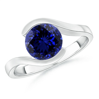 8mm Labgrown Lab-Grown Semi Bezel-Set Solitaire Round Blue Sapphire Bypass Ring in White Gold