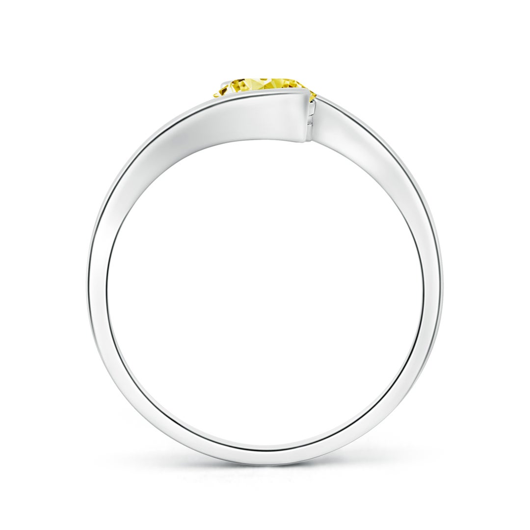 6.4mm Labgrown Semi Bezel-Set Solitaire Round Lab-Grown Fancy Intense Yellow Diamond Bypass Ring in White Gold - side 2