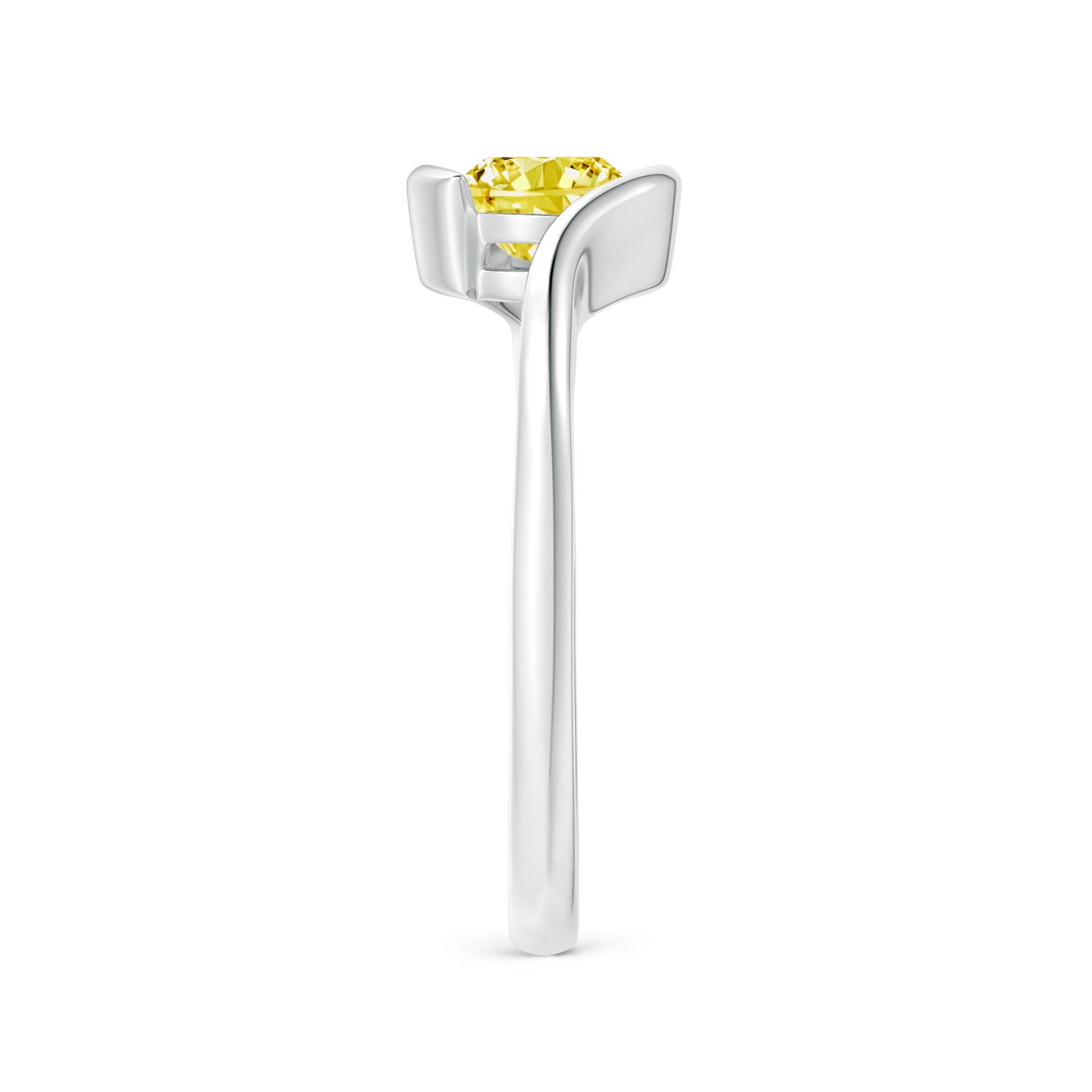 6.4mm Labgrown Semi Bezel-Set Solitaire Round Lab-Grown Fancy Intense Yellow Diamond Bypass Ring in White Gold - side 3