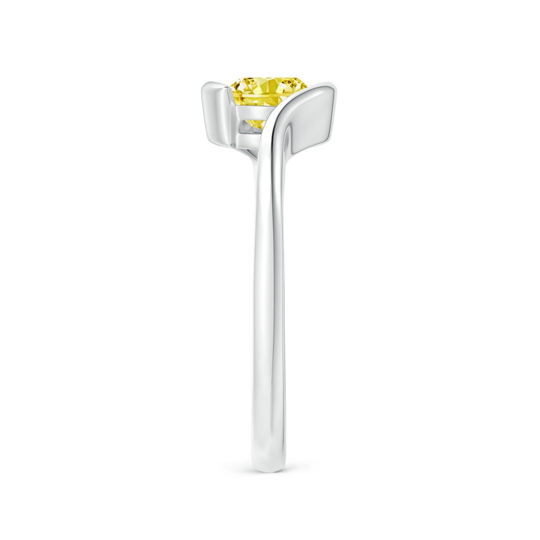 6.4mm Labgrown Semi Bezel-Set Solitaire Round Lab-Grown Fancy Intense Yellow Diamond Bypass Ring in White Gold - side 3