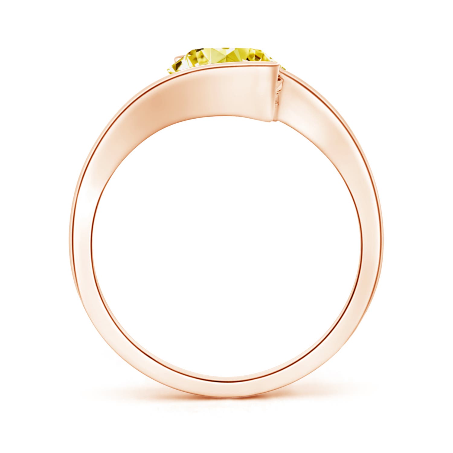 8.1mm Labgrown Semi Bezel-Set Solitaire Round Lab-Grown Fancy Intense Yellow Diamond Bypass Ring in 18K Rose Gold