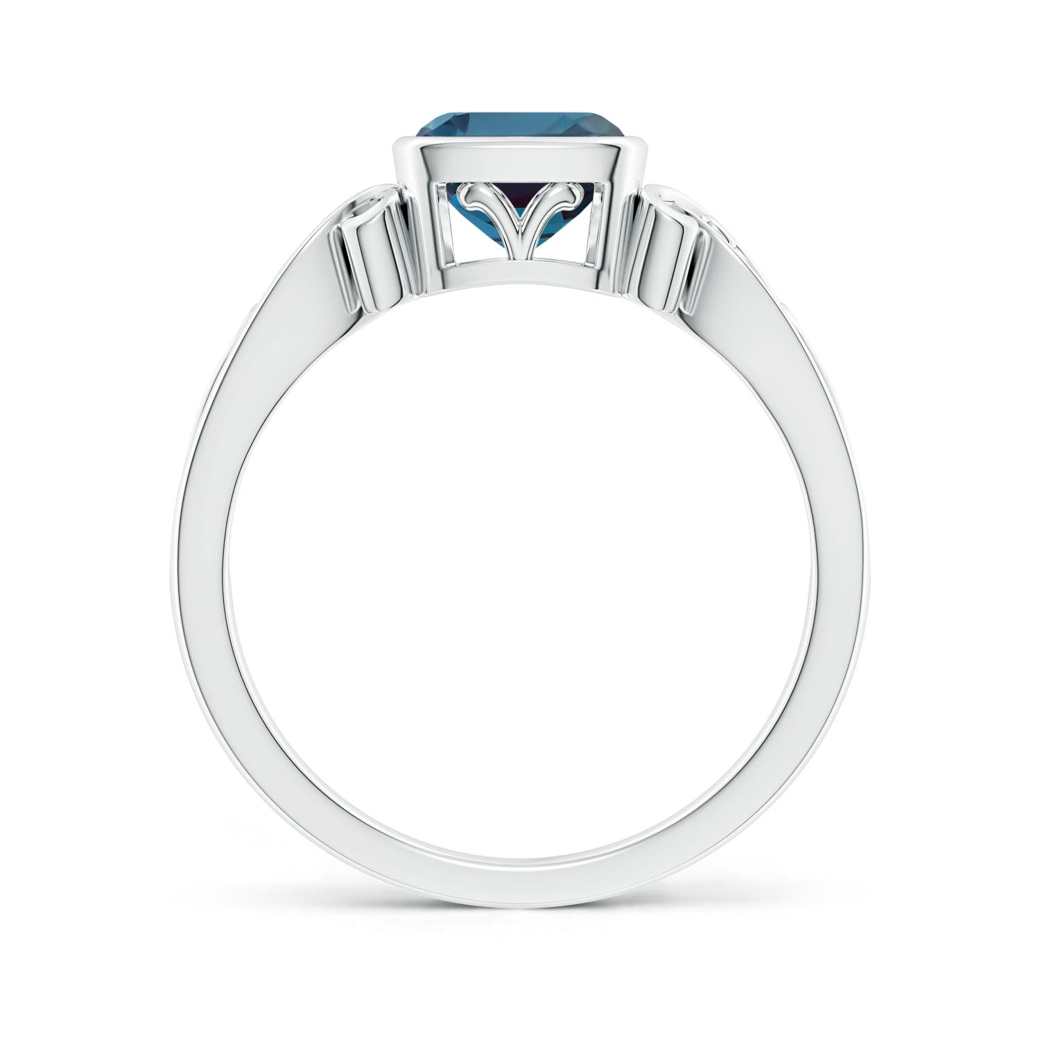 6mm Labgrown Vintage Style Cushion Lab-Grown Alexandrite Solitaire Ring in 18K White Gold