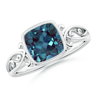 7mm Labgrown Vintage Style Cushion Lab-Grown Alexandrite Solitaire Ring in White Gold