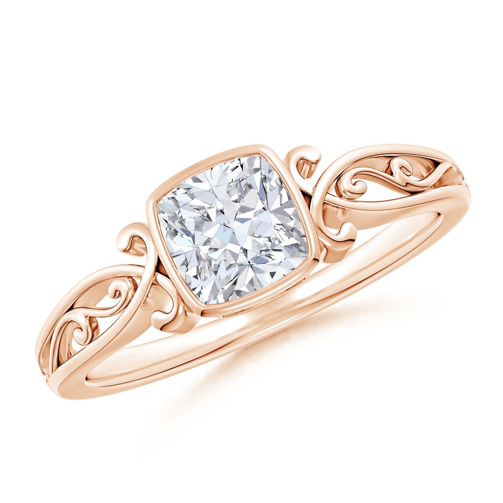 5mm FGVS Lab-Grown Vintage Style Cushion Diamond Solitaire Ring in Rose Gold