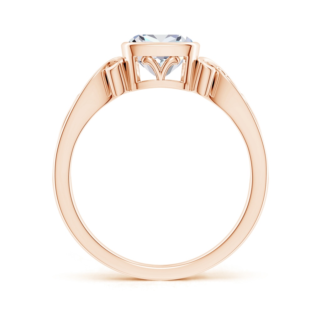 6mm FGVS Lab-Grown Vintage Style Cushion Diamond Solitaire Ring in Rose Gold Side 199