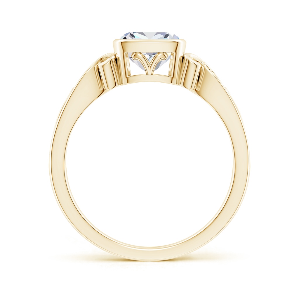 6mm FGVS Lab-Grown Vintage Style Cushion Diamond Solitaire Ring in Yellow Gold Side 199