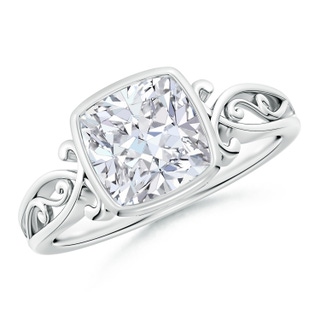 7mm FGVS Lab-Grown Vintage Style Cushion Diamond Solitaire Ring in P950 Platinum