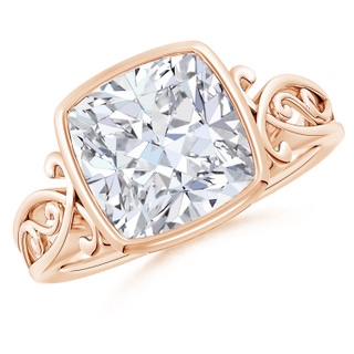 9.4mm FGVS Lab-Grown Vintage Style Cushion Diamond Solitaire Ring in Rose Gold
