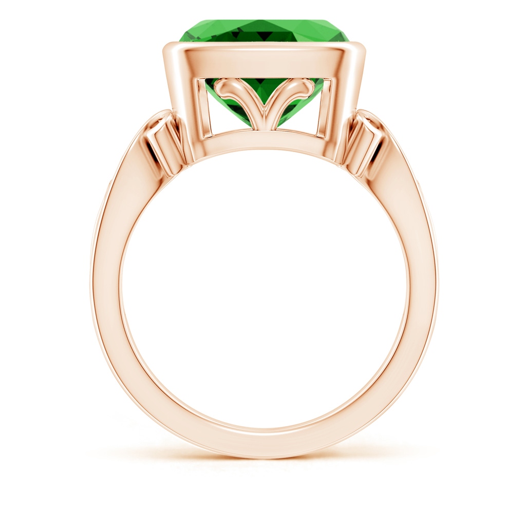 10mm Labgrown Lab-Grown Vintage Style Cushion Emerald Solitaire Ring in Rose Gold - side 199