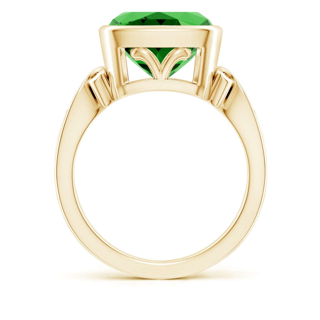10mm Labgrown Lab-Grown Vintage Style Cushion Emerald Solitaire Ring in Yellow Gold - side 199