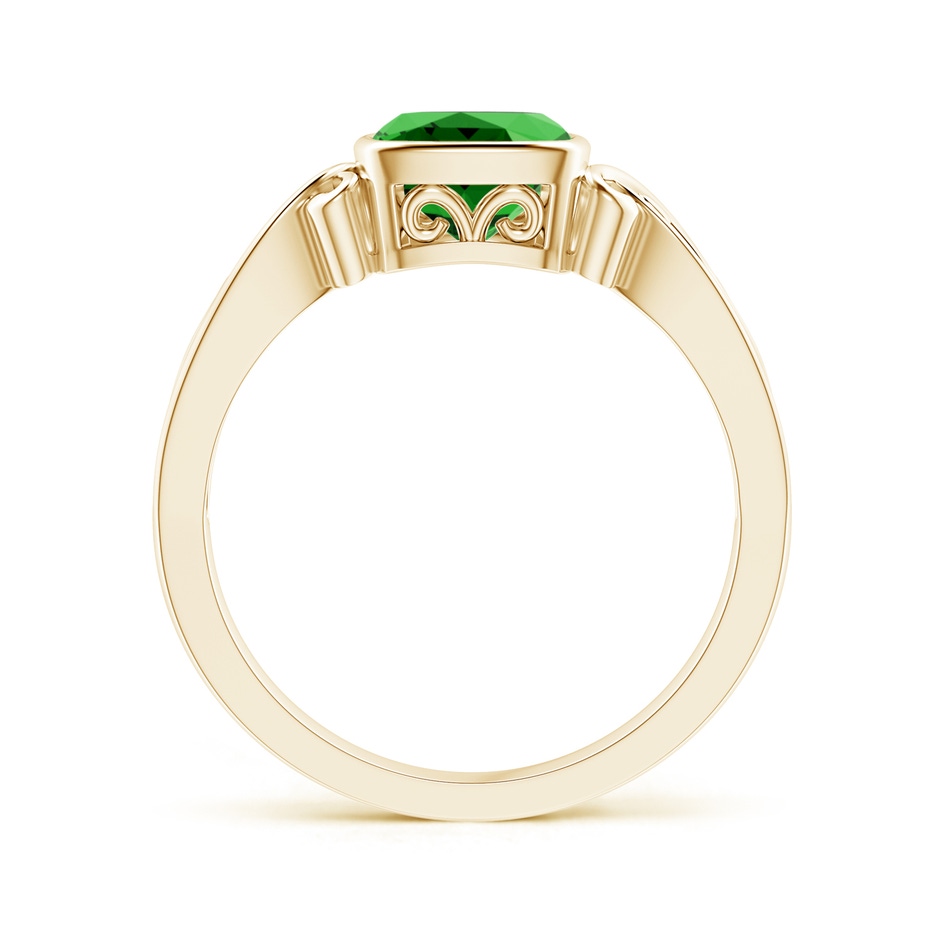 6mm Labgrown Lab-Grown Vintage Style Cushion Emerald Solitaire Ring in Yellow Gold side 199