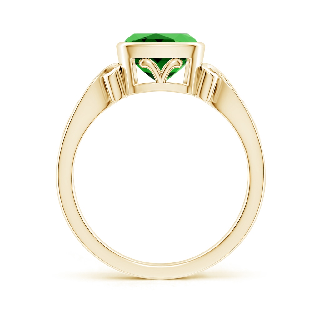 7mm Labgrown Lab-Grown Vintage Style Cushion Emerald Solitaire Ring in Yellow Gold Side 199