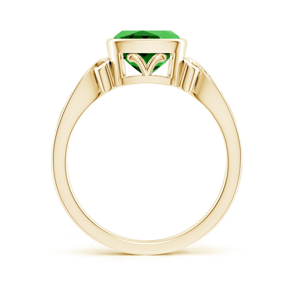 7mm Labgrown Lab-Grown Vintage Style Cushion Emerald Solitaire Ring in Yellow Gold side 199